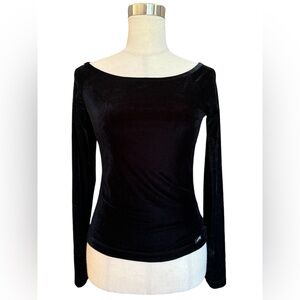 Guess Women’s Vintage Long Sleeve Off The Shoulder M Black Whimsigoth Velveteen